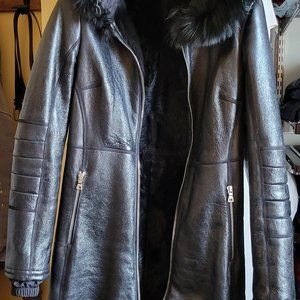 Prada Leather Coat, Size 4, Black